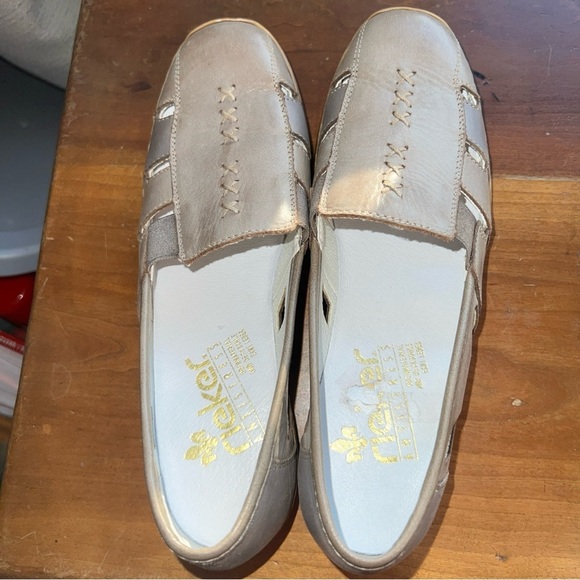 Reiker Shoes Doris 85 Loafers Flats Comfort Gray Leather Cutouts Size 7/EU 38 - Picture 10 of 11